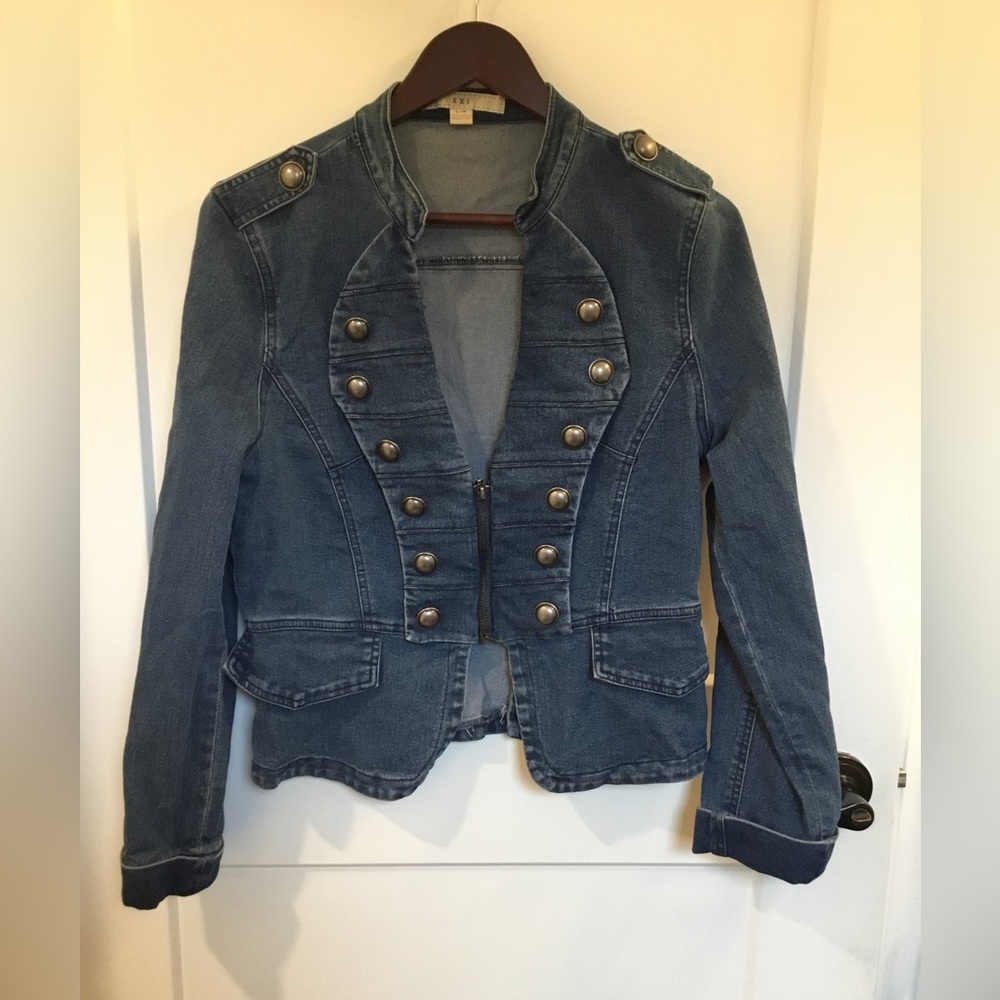 XX1 Denim Jean Jacket Single Breasted Zip Size Large